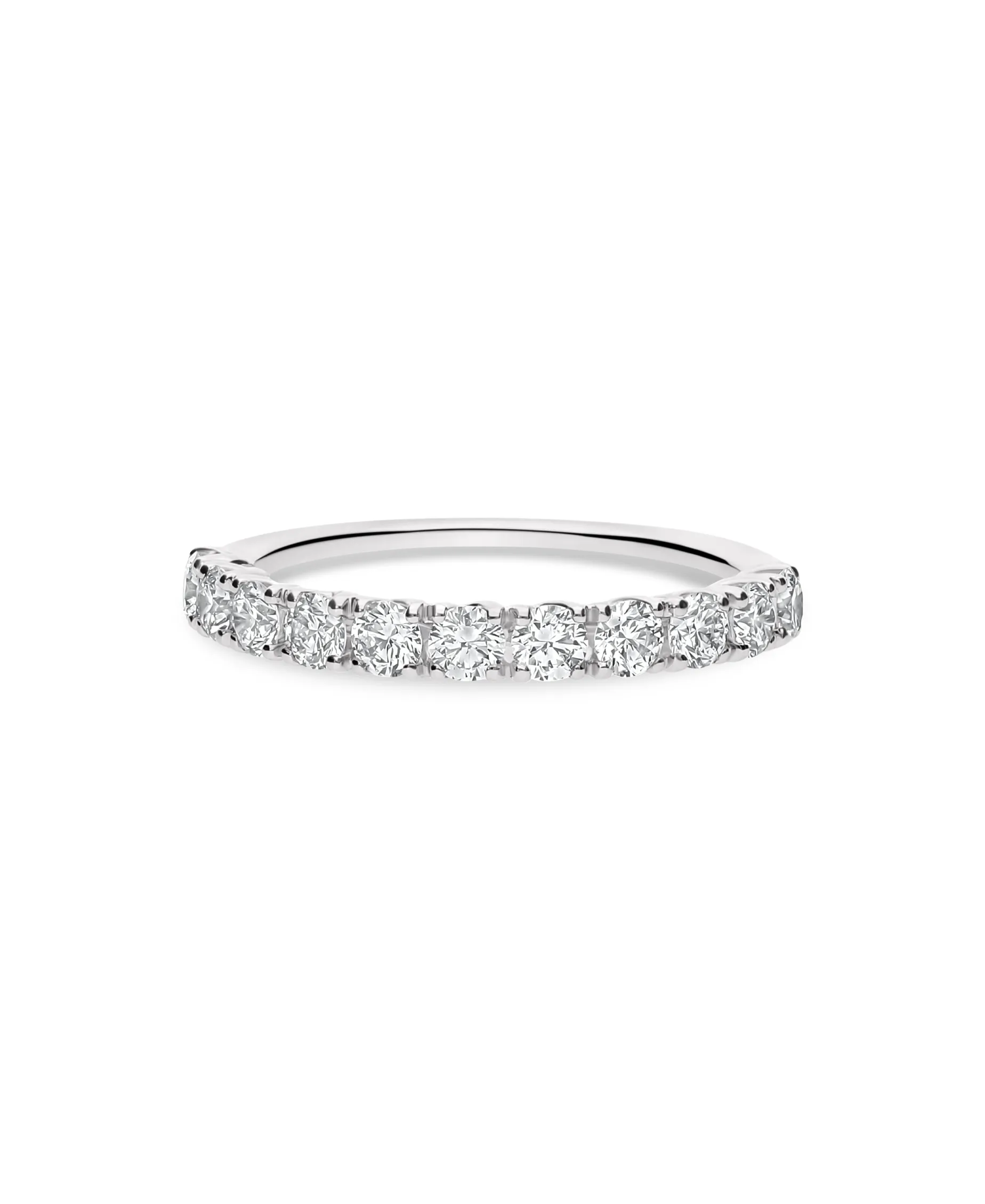 Anillo Media Alianza con 11 Diamantes 0,75 cts en Oro Blanco