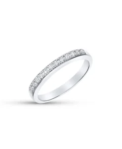 Anillo Media Alianza con 14 Diamantes en Oro blanco