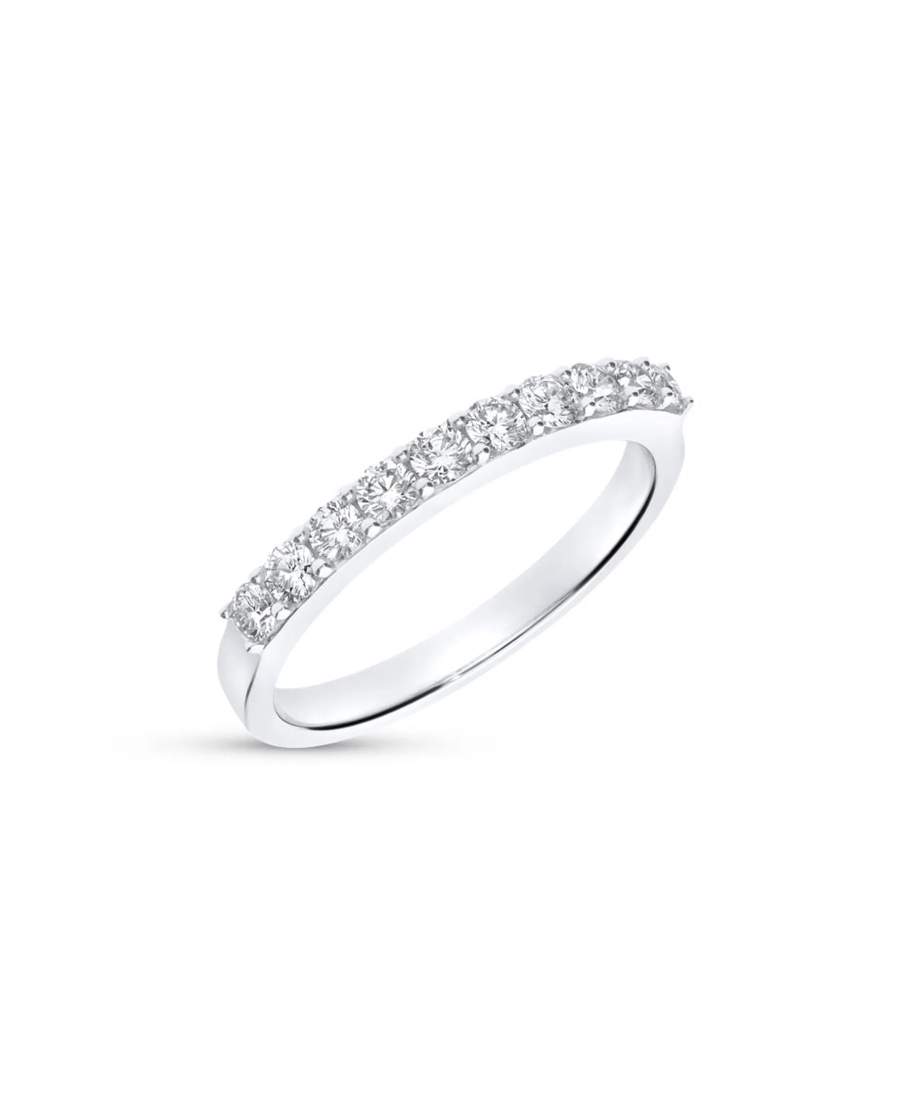 Anillo Media Alianza con 10 Diamantes 0,47 cts en Oro blanco