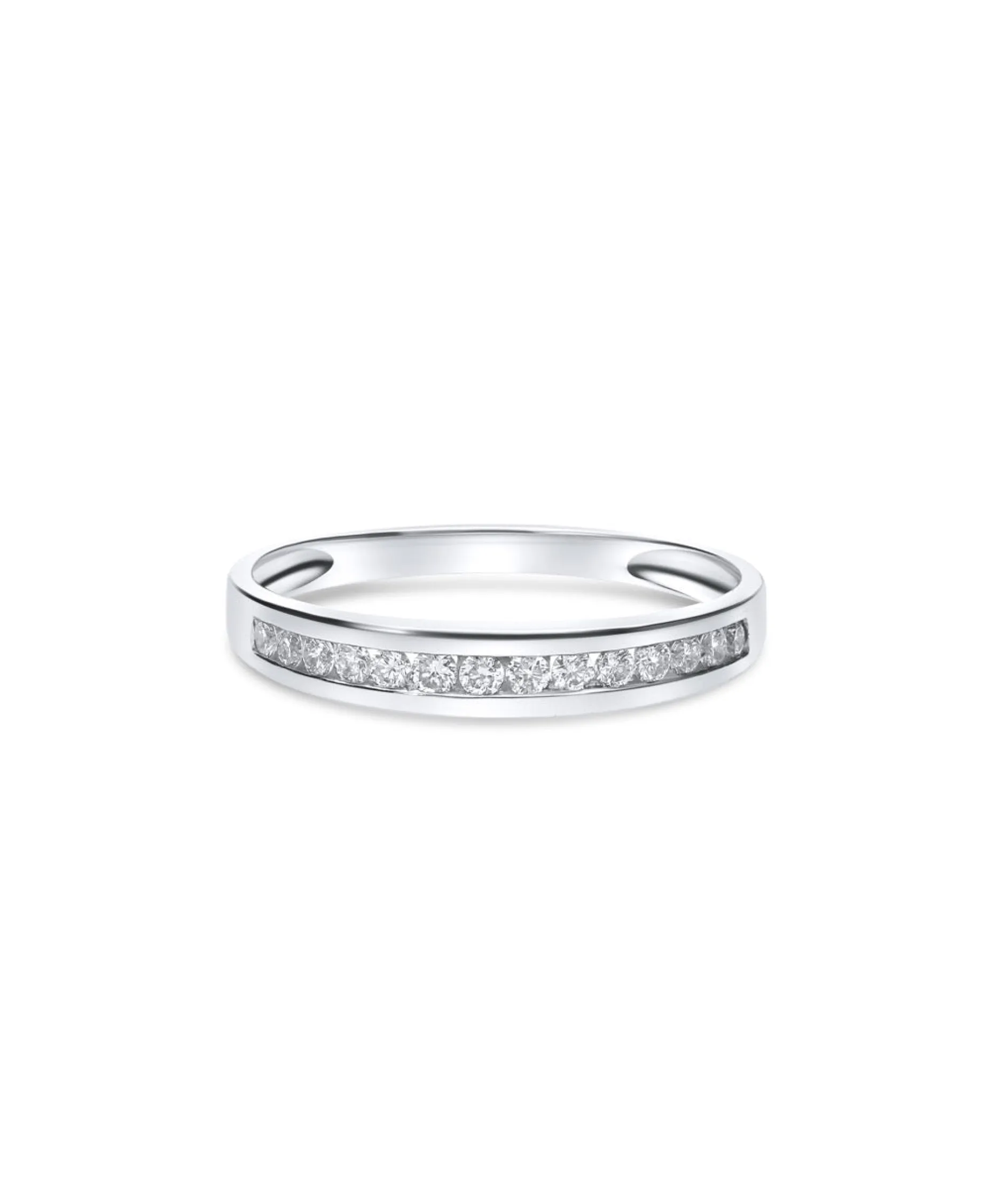Anillo Media Alianza con 14 Diamantes en Oro blanco