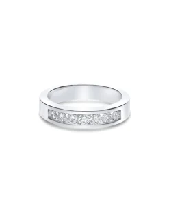 Anillo Media Alianza con 7 Diamantes 0,5 cts en Oro blanco