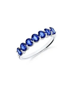 Anillo Media Alianza con Zafiros Ovales en Oro Blanco | 543JSO37601961