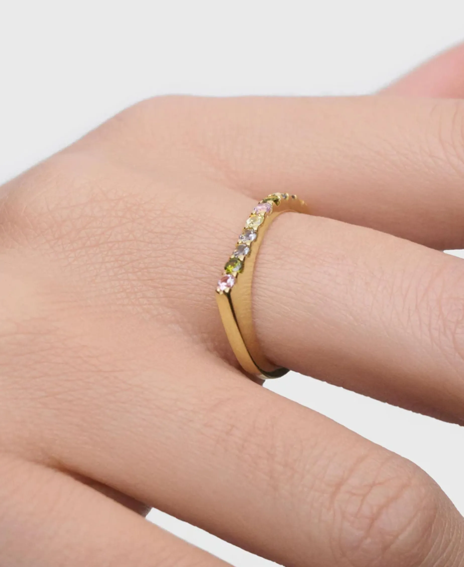 Anillo Oda Multicolor PDPAOLA Plata con Baño de Oro 18K | AN01-E89