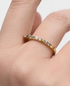 Anillo Oda Multicolor PDPAOLA Plata con Baño de Oro 18K | AN01-E89