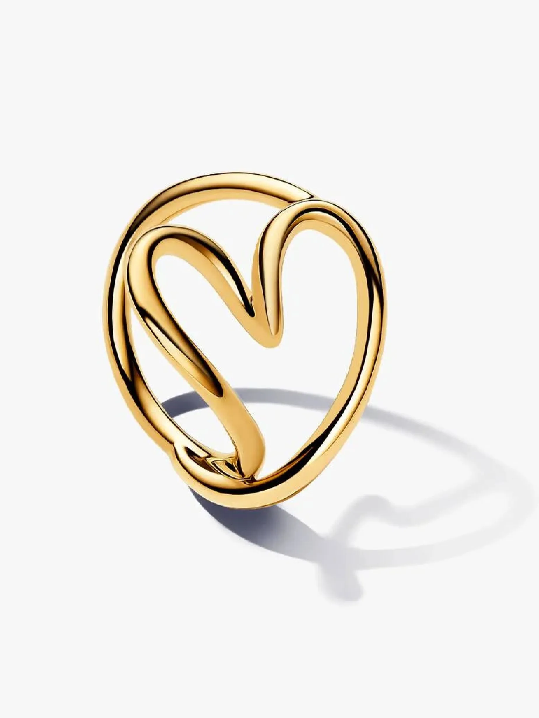 Anillo Pandora Corazón Forma Orgánica Plata Baño Oro | 163288C0
