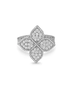 Anillo Roberto Coin Princess Flower Oro Blanco Con Diamantes - ADR777RI0643