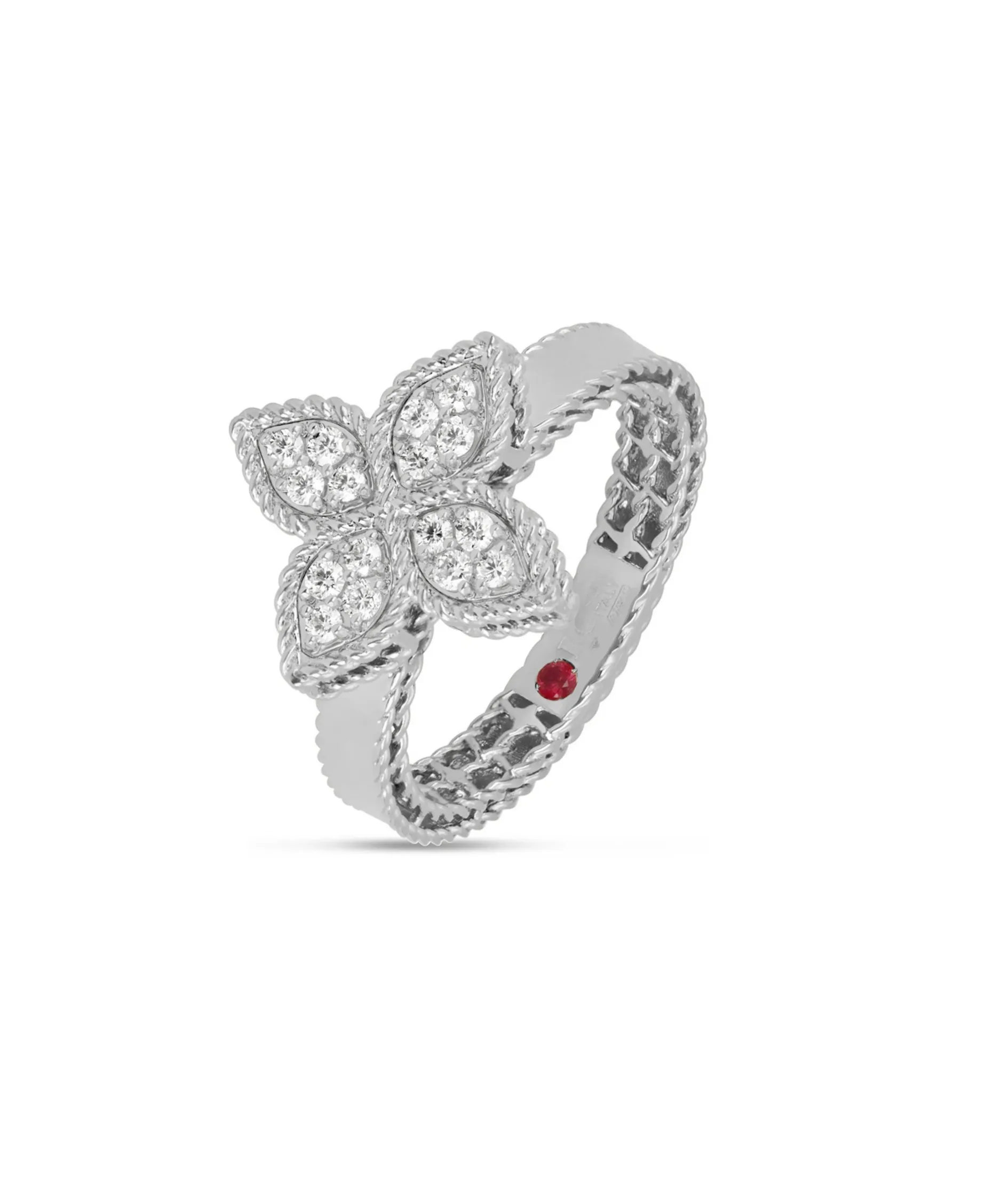 Anillo Roberto Coin Princess Flower Pequeño Oro Blanco Con Diamantes | ADR777RI0639