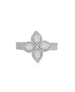 Anillo Roberto Coin Princess Flower Pequeño Oro Blanco Con Diamantes | ADR777RI0639