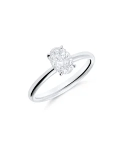 Anillo Solitario con Diamante Talla Oval 1,07 cts en Oro Blanco