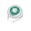 Anillo Vintage Ojo de Perdiz con Diamantes 1,85 cts y Esmeraldas 0,84 cts en Platino