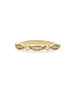 Anllo Fino Geométrico con Diamantes en Oro Amarillo
