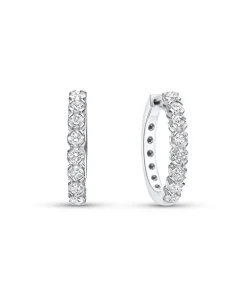 Aros Medianos con Diamantes 0,78 cts en Oro Blanco