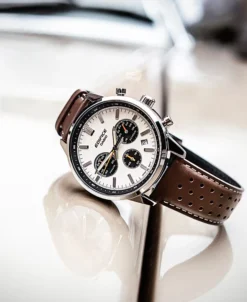Casio Edifice Cronógrafo Plateado Correa de Piel 40,5 mm | EFR-575L-7A