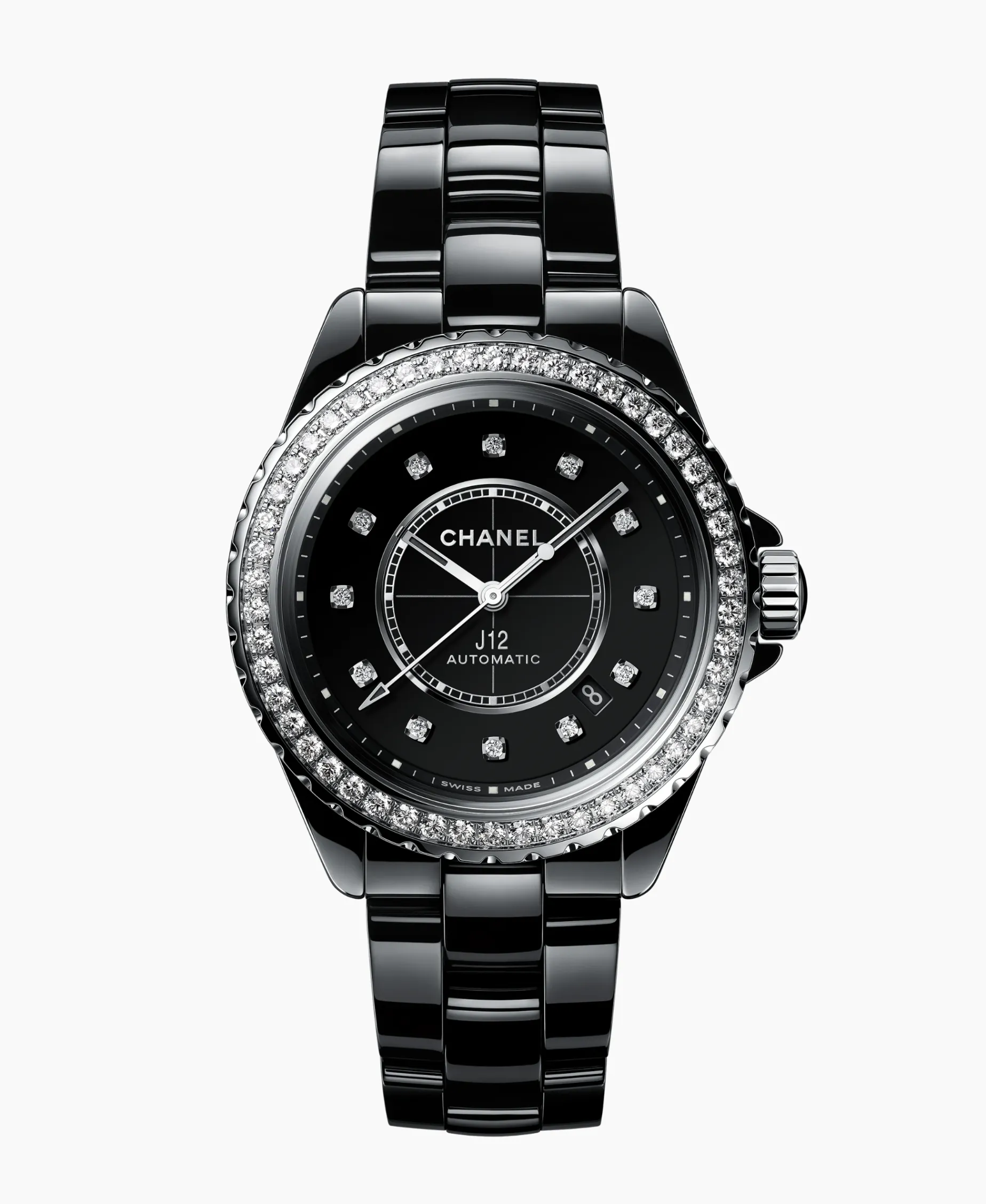 Chanel J12 Black Calibre 12.2 Cerámica Con Bisel De Diamantes 38 mm | H6526