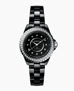 Chanel J12 Black Cerámica Con Bisel De Diamantes 33 mm | H10474
