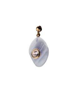 Charm Colgante Ágata Azul Serenity PDPAOLA Plata con Baño de Oro 18K | CH01-258-U