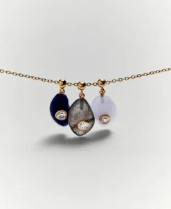 Charm Colgante Ágata Azul Serenity PDPAOLA Plata con Baño de Oro 18K | CH01-258-U