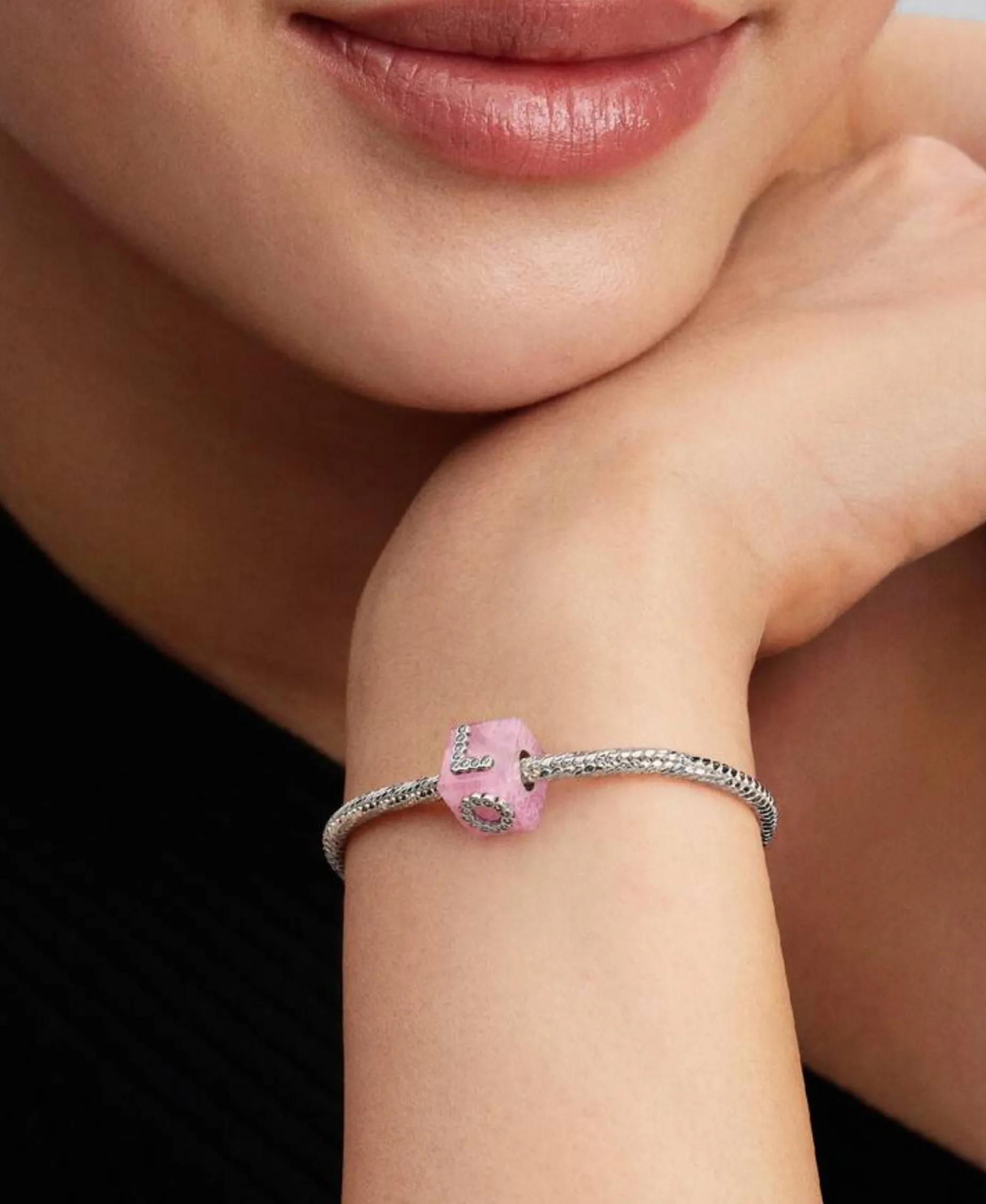 Charm Pandora Cubo Love Cristal de Murano Rosa | 794433C01