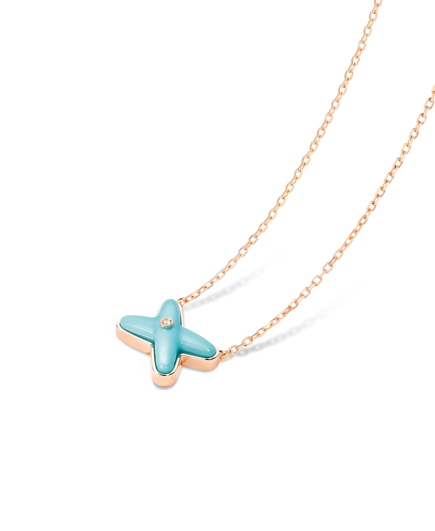 Colgante Chaumet Jeux de Liens Oro Rosa 18K Turquesa y Diamante | 082932