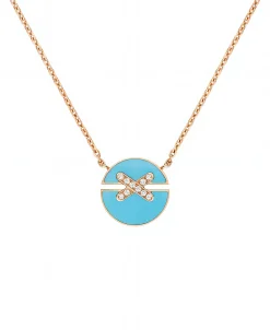 Colgante Chaumet Jeux de Liens Harmony S Oro Rosa 18K Turquesa y Diamantes | 084956