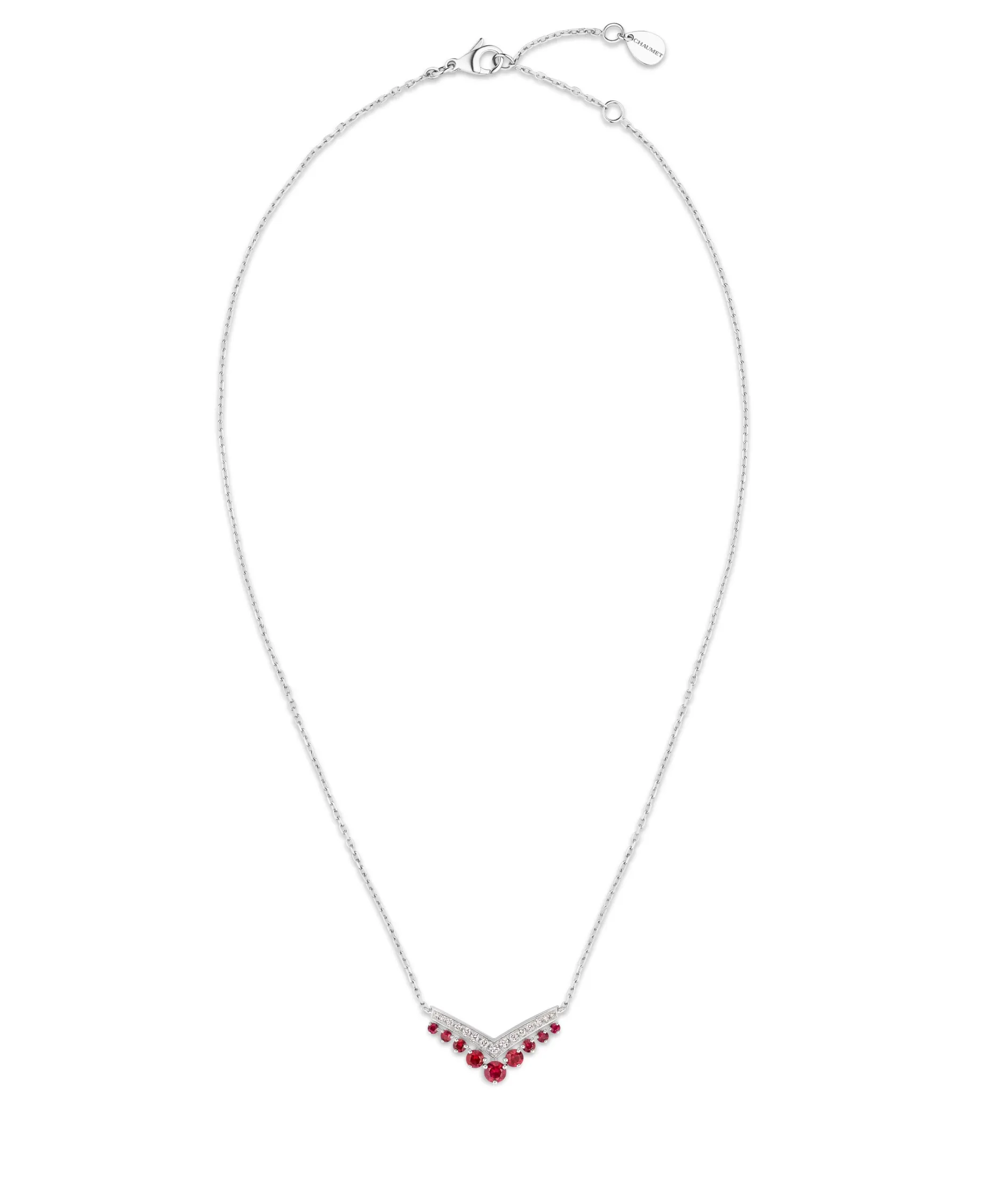 Colgante Chaumet Joséphine Aigrette Oro Blanco 18K Rubíes y Diamantes | 085531