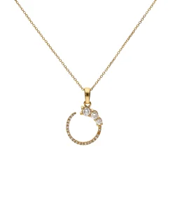 Colgante con Aro Abierto Mini con Diamantes en Oro Amarillo
