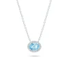 Colgante con Topacio Oval 1,60 cts y Diamantes en Oro Blanco 18K