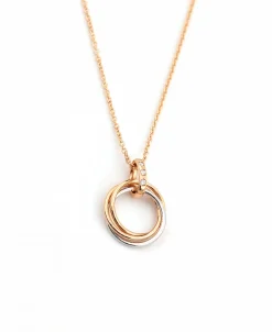 Colgante Motivo de Aros con Diamantes en Oro Tricolor