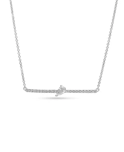 Collar Barra con Diamante Pera en Oro Blanco