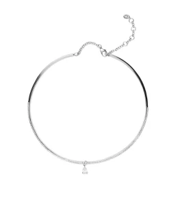 Collar Choker de Diamantes con Diamante Central 0,51 cts en Oro Blanco