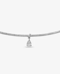 Collar Choker de Diamantes con Diamante Central 0,51 cts en Oro Blanco