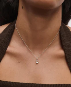 Collar con Colgante inicial B PDPAOLA Plata Baño Rodio | CO02-B75-U