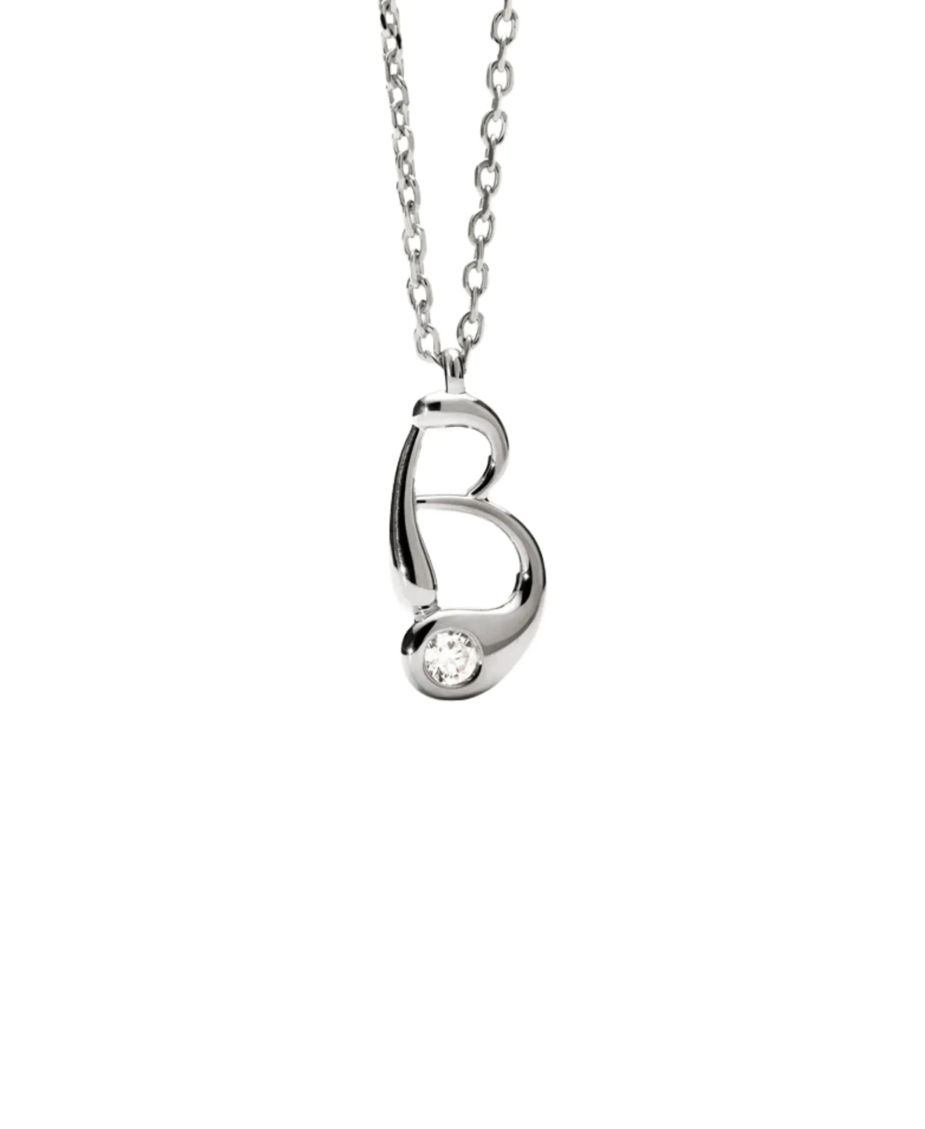 Collar con Colgante inicial B PDPAOLA Plata Baño Rodio | CO02-B75-U