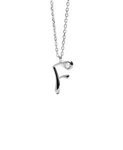 Collar con Colgante inicial F PDPAOLA Plata Baño Rodio | CO02-B79-U