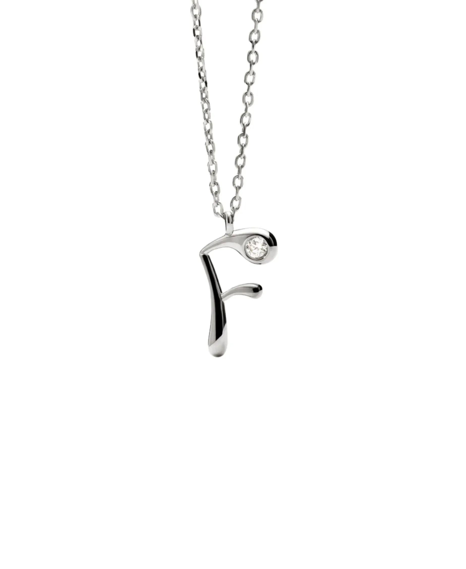 Collar con Colgante inicial F PDPAOLA Plata Baño Rodio | CO02-B79-U