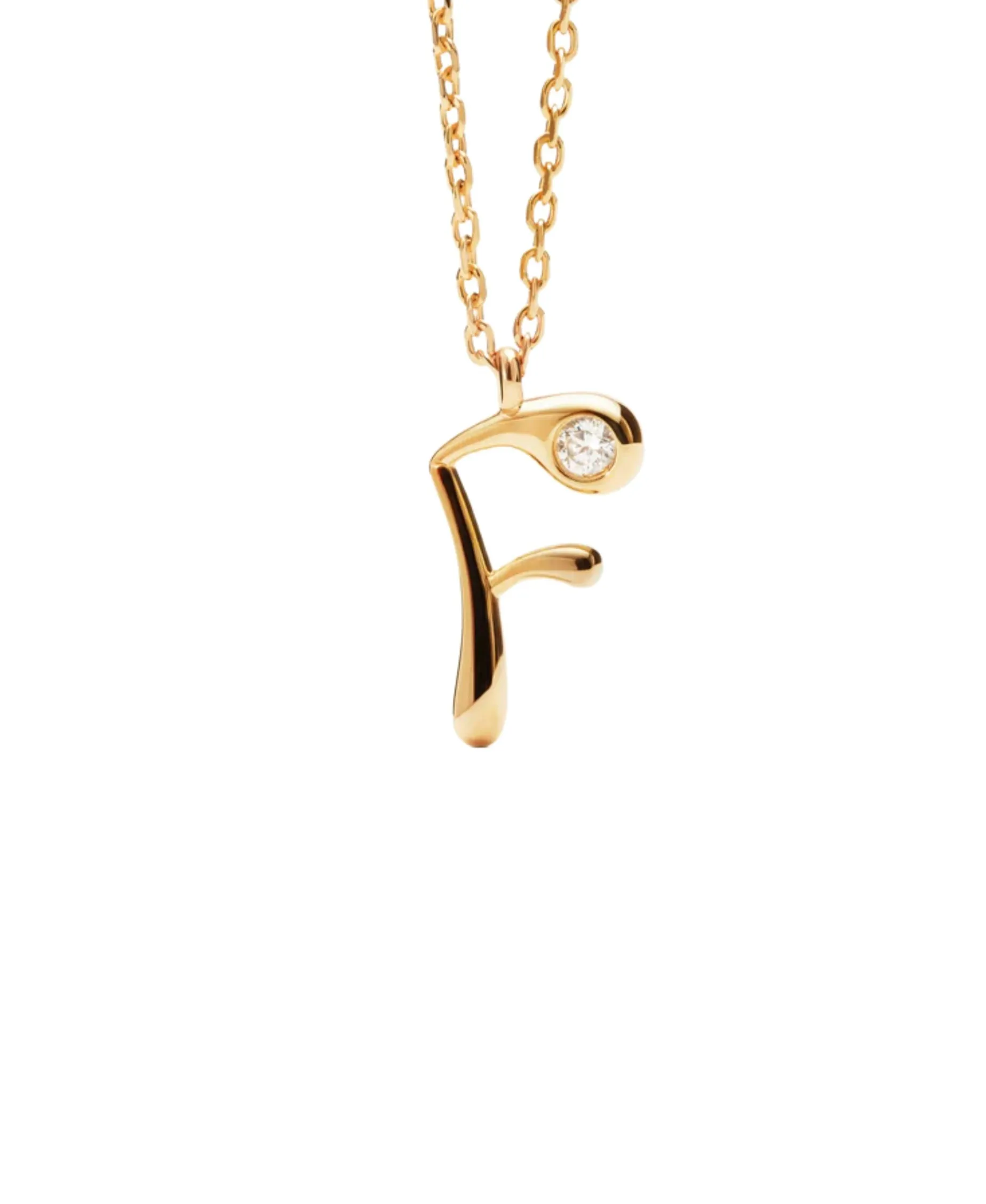 Collar con Colgante inicial F PDPAOLA Plata Baño de Oro 18K | CO01‑B79‑U