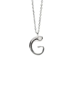 Collar con Colgante inicial G PDPAOLA Plata Baño Rodio | CO02-B80-U