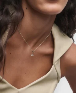 Collar con Colgante inicial I PDPAOLA Plata Baño Rodio | CO02‑B82‑U