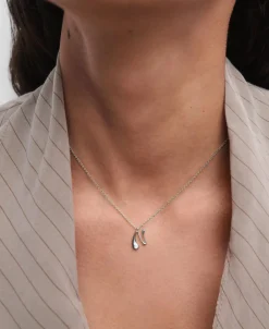Collar con Colgante inicial N PDPAOLA Plata Baño Rodio | CO02-B87-U