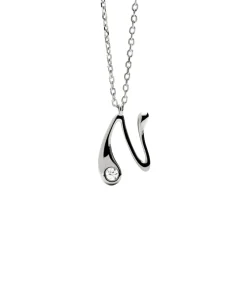 Collar con Colgante inicial N PDPAOLA Plata Baño Rodio | CO02-B87-U