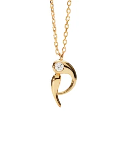 Collar con Colgante inicial P PDPAOLA Plata Baño de Oro 18K | CO01-B89-U