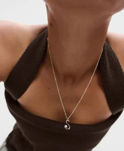 Collar con Colgante inicial S PDPAOLA Plata Baño Rodio | CO02‑B92‑U