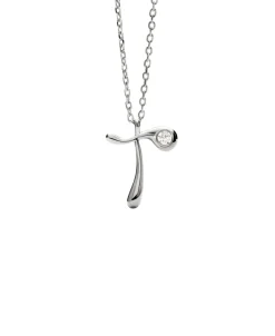 Collar con Colgante inicial T PDPAOLA Plata Baño Rodio | CO02‑B93‑U