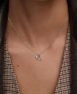 Collar con Colgante inicial V PDPAOLA Plata Baño Rodio | CO02‑B95‑U