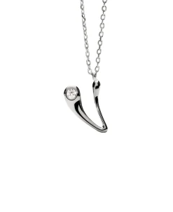 Collar con Colgante inicial V PDPAOLA Plata Baño Rodio | CO02‑B95‑U