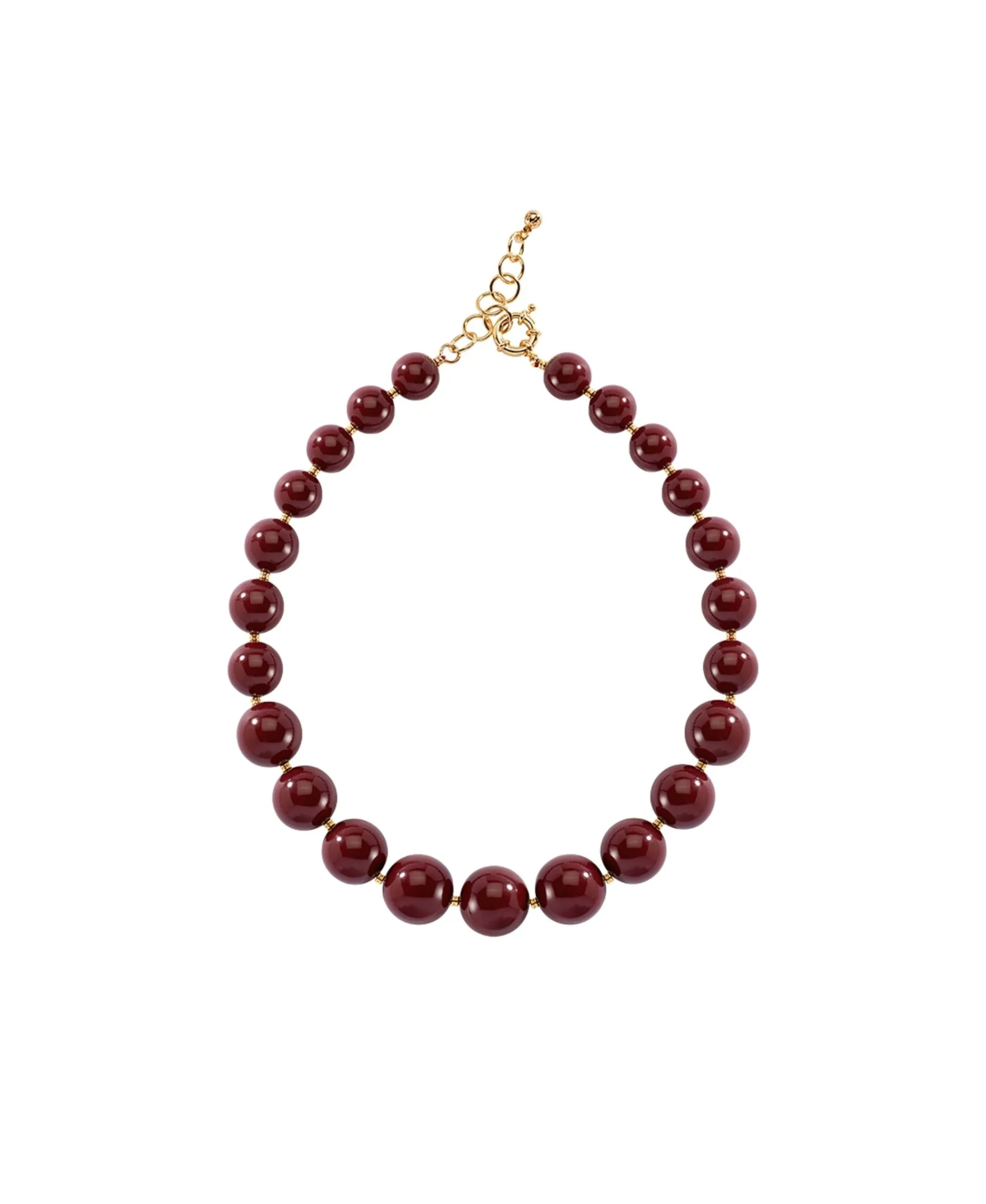 Collar Corto AGATHA París Royal Bolas de Acetato Burdeos Dorado | 02670409-473-TU