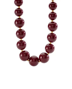 Collar Corto AGATHA París Royal Bolas de Acetato Burdeos Dorado | 02670409-473-TU