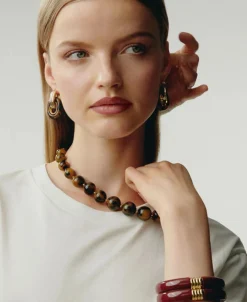 Collar Corto AGATHA París Royal Bolas Acetato Dorado | 02670409-173-TU