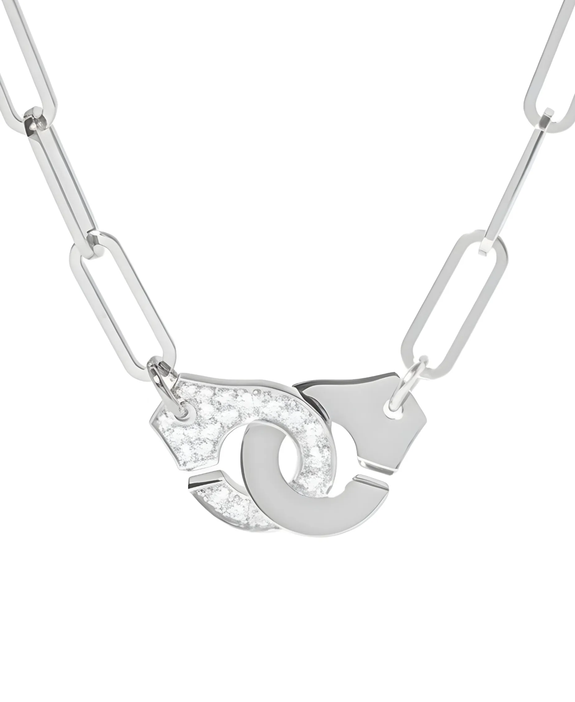 Collar Dinh Van Menottes Oro Blanco y Pavé XL | 653312