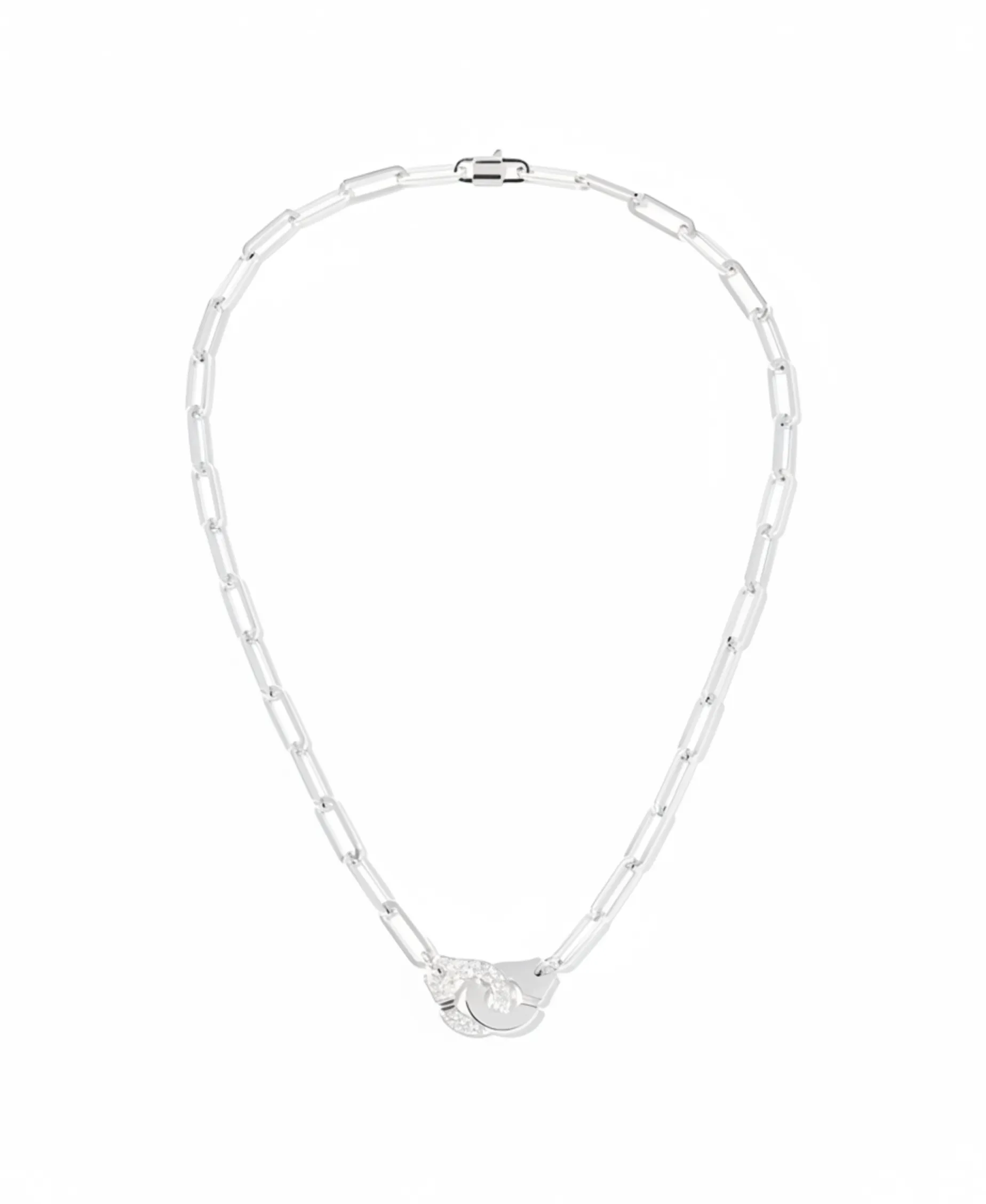 Collar Dinh Van Menottes Oro Blanco y Pavé XL | 653312